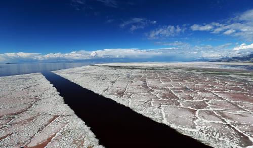 The east end of the Behrens Trench of Compass Minerals connected to the Great Salt Lake is seen on Oct. 18, 2016. | Ravell Call, Deseret News